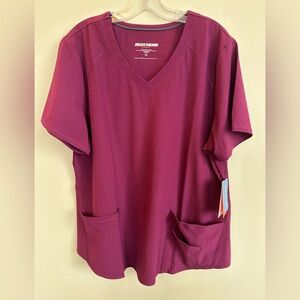 Skechers Burgundy Scrub Top